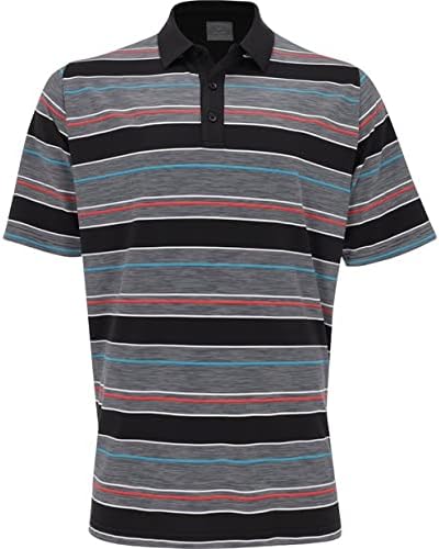 Callaway Men's Swing Tech Marled Texture Stripe de manga curta Camisa de pólo de golfe