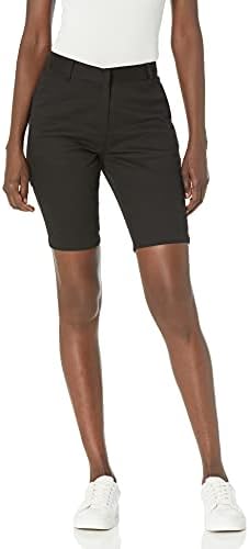 Izod Women's Juniors Uniform Bermuda Shorts, estilo magro com fechamento de gancho e olho, tecido