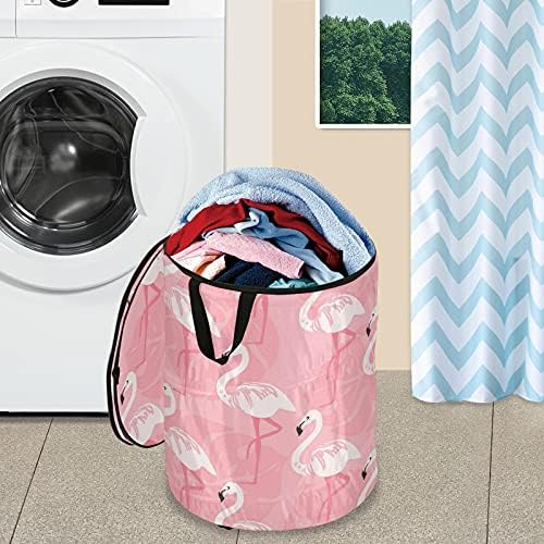 Ilustração de flamingo rosa Pop -up Laundry Horting com tampa de cesta de armazenamento dobrável