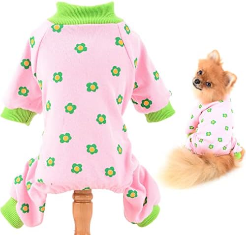 Smalllee_lucky_store Flores de cachorro Pijamas de algodão PJS para pequenos cães médios gatos garotas roupas de