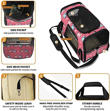 Pet Transporter Bag Pink Unicorns Star Pink Background Puppies de gato de cachorro Bolsa de viagem