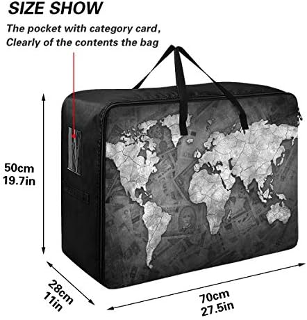 Saco de armazenamento de roupas N/ A Underbed para colcha - Bolsa de mapa do mundo retrô de grande capacidade