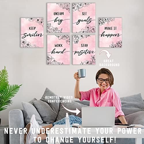 Bincue rosa emoldurado lona inspiradora arte de parede citações positivas artes de parede 6 painéis de parede