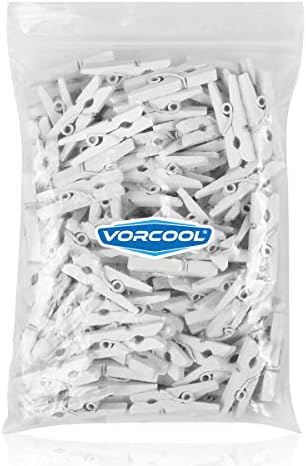 Vorcool 100pcs mini pinos de madeira de madeira clipes de roupas de roupa de roupas brancas