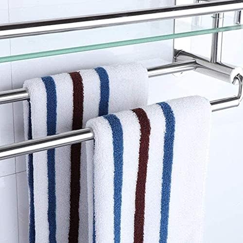 Prateleiras de banheiro Armazenamento de banheiro rack de vidro duplo rack de toalha de aço inoxidável de aço