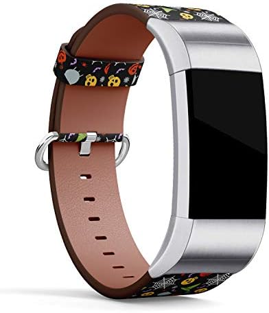 Compatível com Fitbit Charge 2 - Pulseira de pulseira de pulseira de relógio de couro com fecho de aço inoxidável
