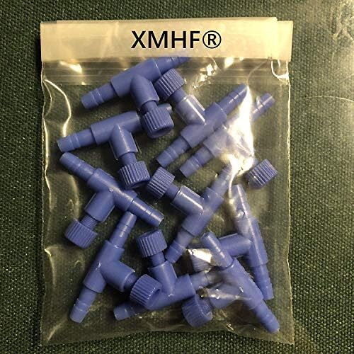 XMHF 10 PCs Blue Plástico T Forma em forma de aquário de 2 válvulas de bomba de ar para peixes