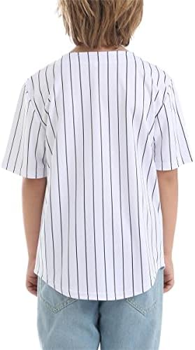 Botão de beisebol do mowbeat Boy Down Down Jersey Kid de manga curta Meninas Hip Hop T Camisetas Camisa de camisa esportiva infantil Black