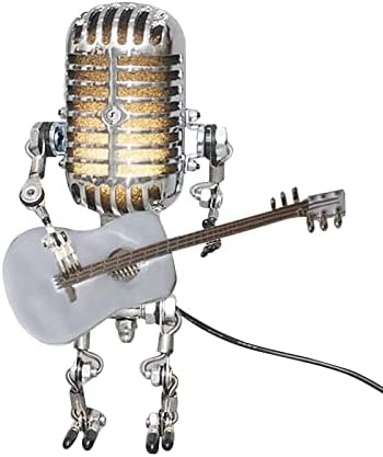 Lâmpada de mesa do robô leve do microfone de microfone vintage, lâmpadas de lâmpada de mesa de