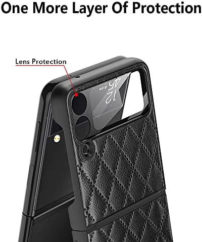 Caixa Shieid Samsung Z Flip 3, Caixa Galaxy Flip 3, capa de proteção de couro Flip 3 Case 3, Ultra-Thin, à prova
