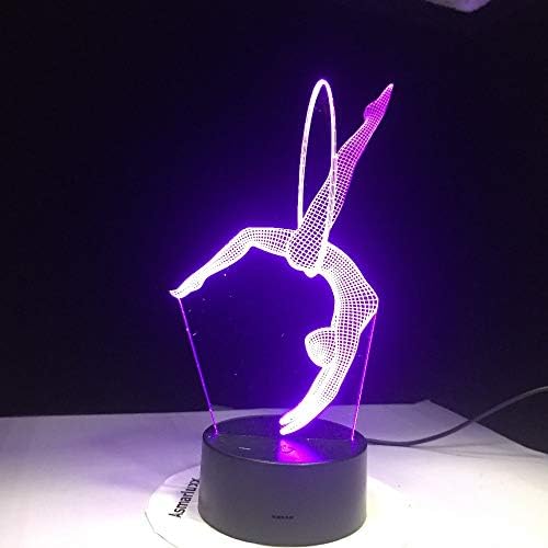 LLWWRR1 Ginástica artística LED 3D Night Light Tall Lâmpada Iluminação Casa 7 Cores Alterar Crianças Presente