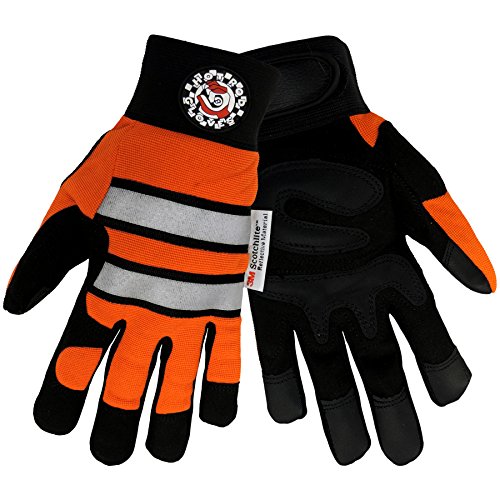 Global Glove HR9000VIS AIREFLEX Synthetic Shated Hot Rod ™ Alta Visibility Sport Glove com 3M Scotchlite Reflexivo, Trabalho, Extra grande, Black/Orange