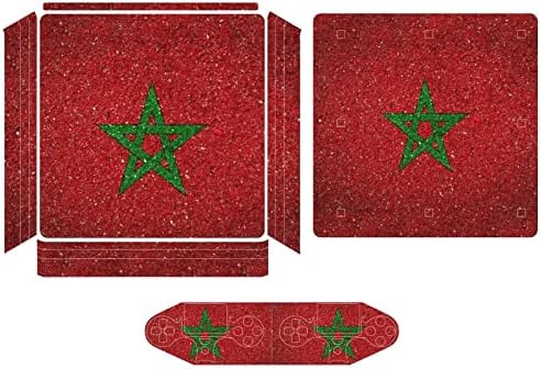 Bandeira nacional do Marrocos Skin Skin Skin Protector Slim Tampa para PS-4 Slim/PS-4 Pro Console & 2 Controller