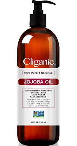 Oil de jojoba cliganico não-OGM, a granel 32oz | puro e natural prensado a frio não refinado Oil de