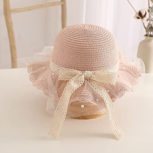 Jysdzse Hats Girls Straw Girl Tea Party Hat for Kids Costume Lace Straw Hat Princesa Toddler Presente Infantil