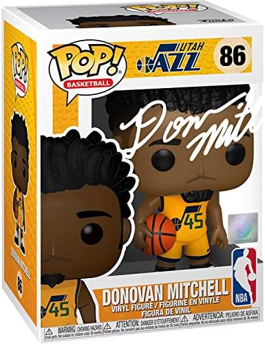 Donovan Mitchell 86 FAC -SIMILE assinou reimpressão a laser autografado Funko Pop! Basquete NBA: estatueta
