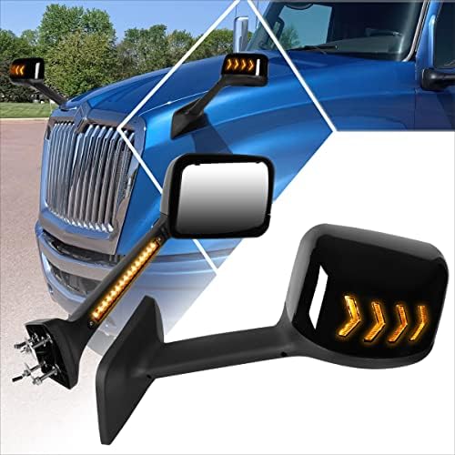 [2pcs] espelhos de exaustor de caminhão preto com flecha LED Sinal sequencial compatível com 18-22 International