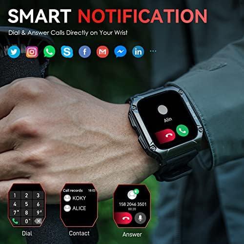 Smart Military Smart For Men 1.95 '' Smart Watch With Compass Heart Sleep Monitor 109 Modos Sports Rastreador