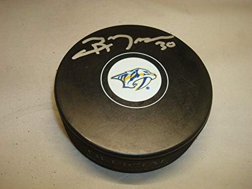 Chris Mason assinou o Nashville Predators Hockey Puck autografado 1A - Pucks autografados da NHL