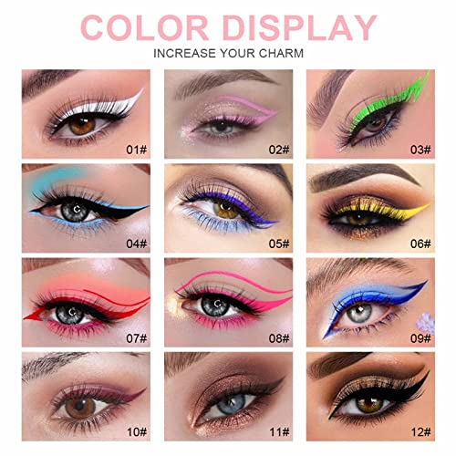 O Outfmvch Eye Makeup Remover Color Eyeliner líquido Cosplay Cosplay Branco Purple Green Pink