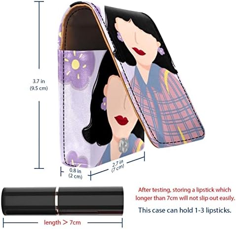Caixa de batom de Oryuekan com espelho bolsa de maquiagem portátil fofa bolsa cosmética, garota roxa