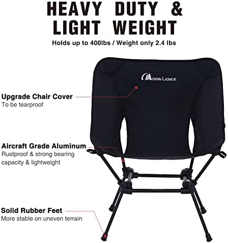 Cadeira de acampamento Moon LENCE Cadeira compacta de mochila cadeira dobrável com bolsos laterais Cadeira portátil Pesado pesado para caminhadas e praia