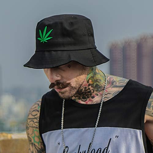 Inogih reversível com chapéu de balde maconha-cannabis folha dobrável chapéu de pescador compacável