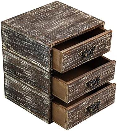 3pcs/set gabinete Gabinete Organizador de mesa Brown marrom escuro Vintage Pequena caixa de armazenamento
