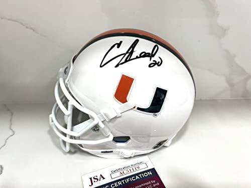 Ed Reed assinou Miami Hurricanes Mini Capacete Ravens Hof JSA Cert - Mini capacetes da faculdade
