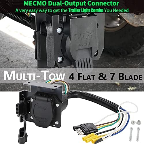 Mecmo multi-tow 4 ways plana para lâmina de 7 vias e 4 adaptador de reboque plano com fiação de trailer
