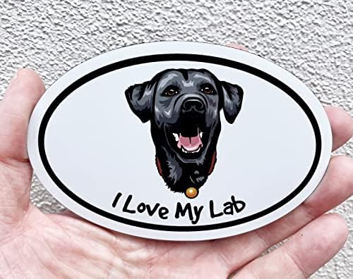 Wickedgoodz oval eu amo meu ímã de laboratório - Labrador Retriever Dog Decal