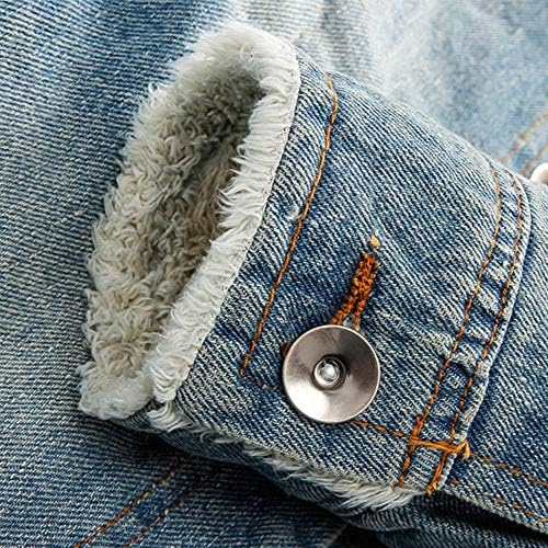 Masculino de jeans de jeans de outono de inverno de botão de bolso enxágüe casaco de capuz