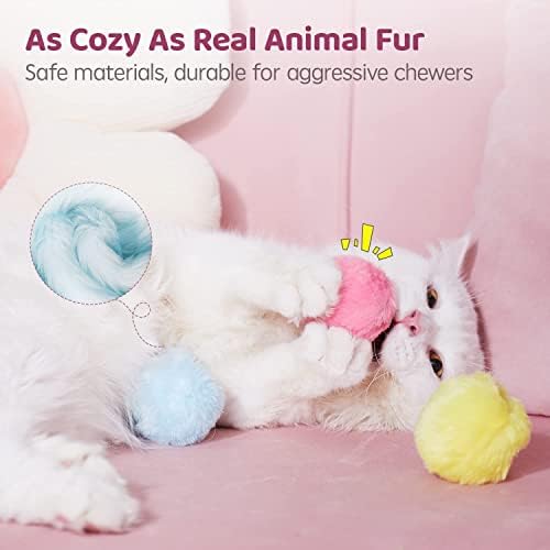 Bolas de brinquedos de gato com Catnip Silvervine, 3 pacote de gato interativo fofo, 3 sons de animais realistas