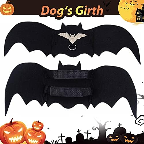 Trajes de Halloween para cães, asas de morcego de cachorro médio com corda e sino, fantasias de animais de estimação