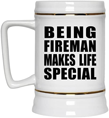 Designsify Being Fireman torna a vida especial, caneca de 22oz de cerveja de cerâmica de cerâmica com