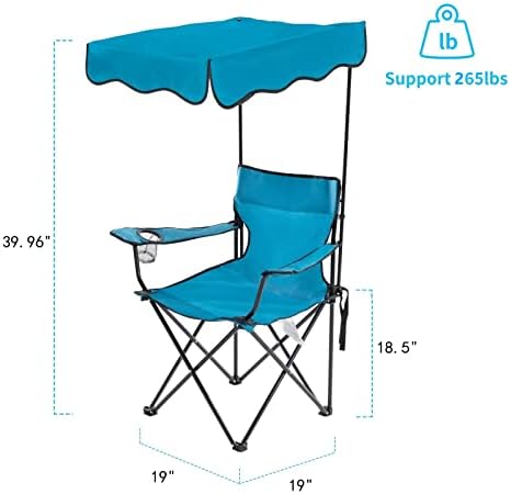 Cadeira de acampamento ao ar livre de Lamberia, cadeira de praia com sombra de dossel, cadeira