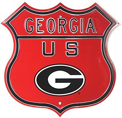 Georgia Bulldogs oficialmente licenciado aço autêntico 17x17 Redia vermelha Sinal de rota
