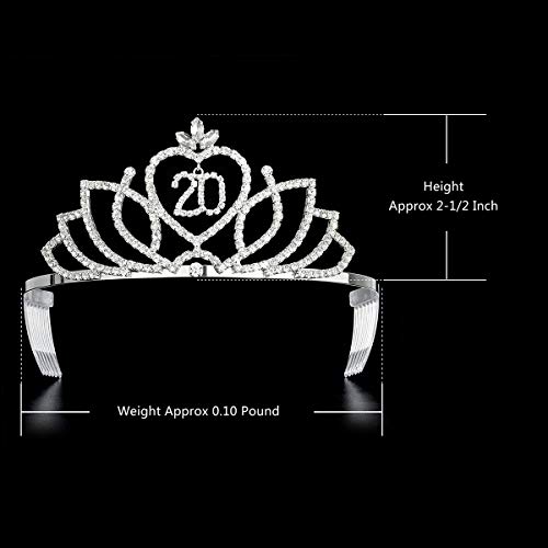 DCZERONG PRINCESS 20º aniversário Tiara Crown 20th Aniversário Meninas Princesa Tiaras Crowns Silver