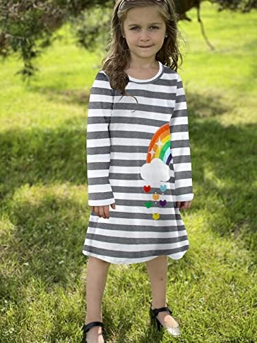 Vestidos de menina para criança vestido de manga comprida Rainbow Fall Winter Dress Winter Vshirt