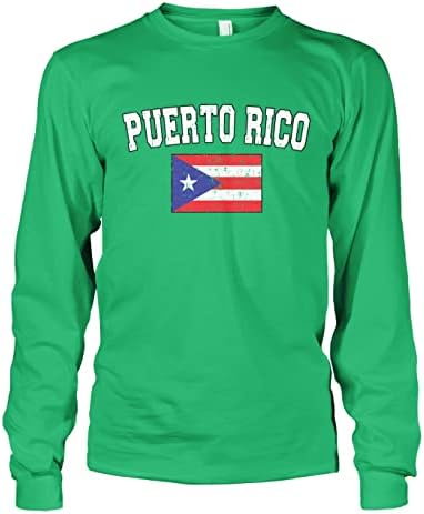 T-shirt de manga comprida de Porto Rico, desbotada dos homens, desbotada