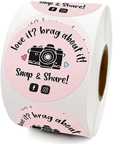 Compartilhamento de snap fofo com design de câmera Agradecemos adesivos, varejistas on -line pequenas