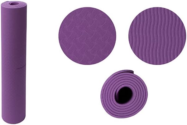 TPE Yoga Mat Purple Non Slip, tapete de exercícios de fitness ecológico com alça de transporte,