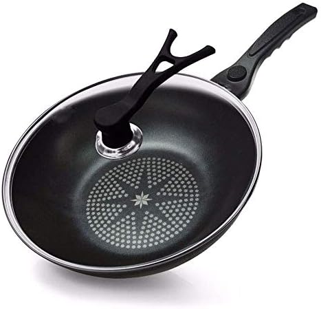 GYDCG Contemporary Anodized Aluminium Unstick Cozes de panelas, wok de fundo plano, preto