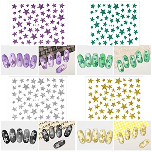 30 lençóis adesivos de arte da arte estrela decalques Glitter Star unhas adesivos 3d Decalques de unhas