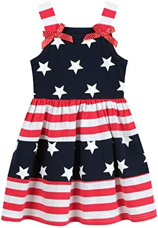 Fedpop Toddler Girls Girls American Flag Dresses Day Roupa Crianças Roupas patrióticas 4 de julho