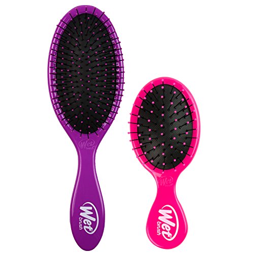 Escova molhada original e mini escova de cabelo combinação - roxo e rosa - exclusivas cerdas intelflexl ultra