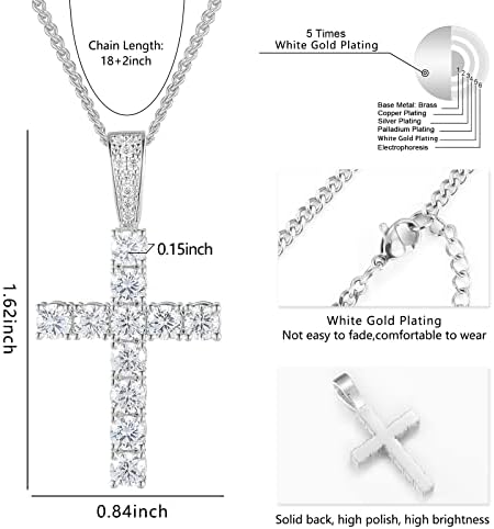 Bren 14k colar cruzado de ouro 14k para mulheres- pingente de diamante de diamante de diamante