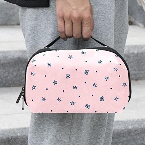 Bolsa de maquiagem rosa de estrelas fofas para uma bolsa organizadora de viagem portátil para bolsa