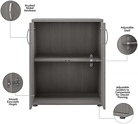 Bush Business Furniture Universal Storage Closet Organizador com portas e prateleiras, Platinum cinza