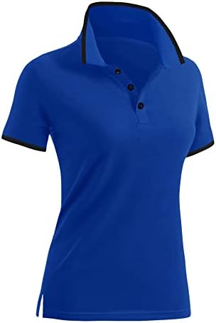 Camisas pólo luyaa para mulheres camisas de golfe com colarinho curto V camiseta de pescoço botão